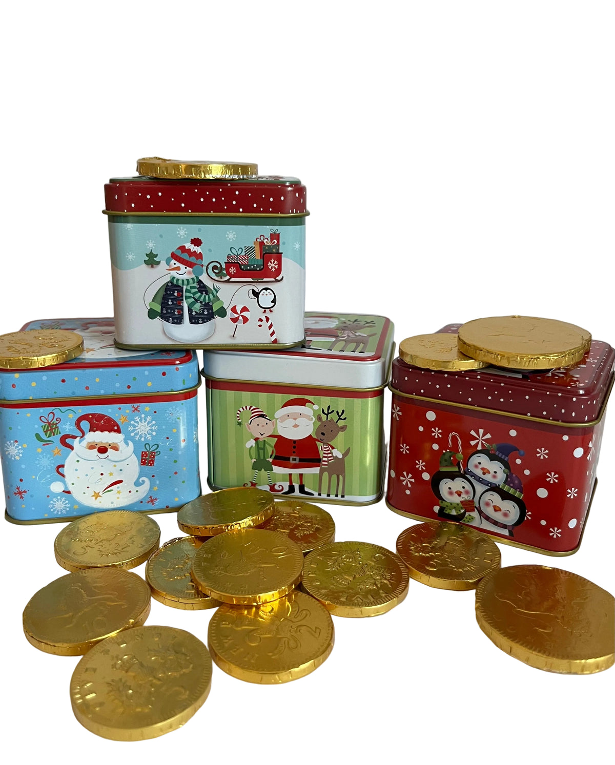 Christmas Gold Chocolate Coin Gift Tin and 100g Net of coins
