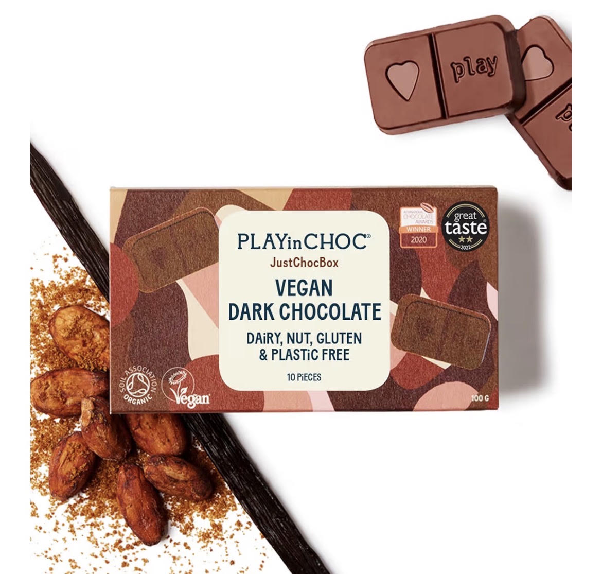 PLAYin Choc Organic Peruvian Cacao M•lk Chocolates 60g