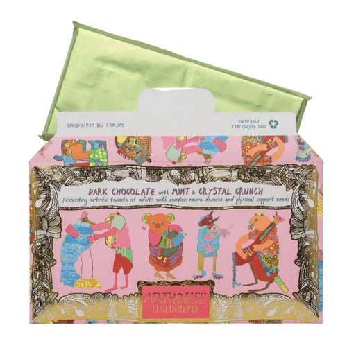 Arthouse Unlimited Hugging Animals, Dark Chocolate with Mint & Crystal Crunch 85g