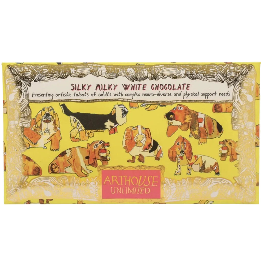Arthouse Unlimited Happy Hounds, Silky Milky White Chocolate Bar with Madagascan Vanilla 85g