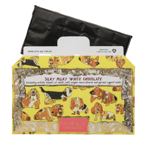 Arthouse Unlimited Happy Hounds, Silky Milky White Chocolate Bar with Madagascan Vanilla 85g