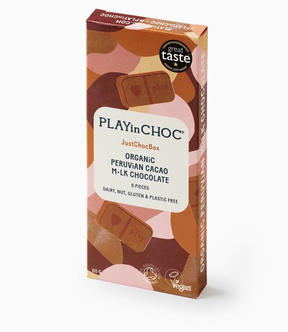 PLAYin Choc Organic Peruvian Cacao M•lk Chocolates 60g